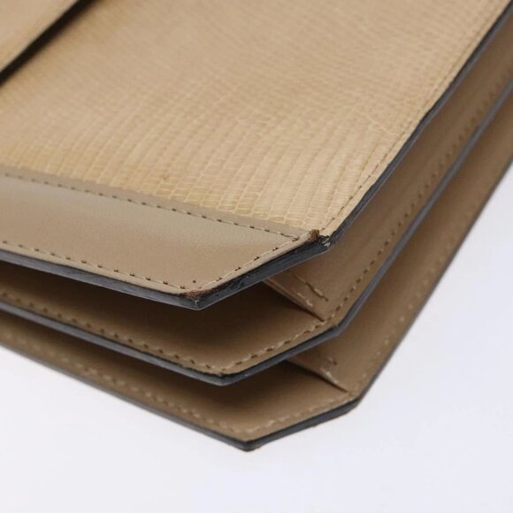 SAINT LAURENT Embossing Shoulder Bag Leather Beige Gold Auth 137993 - Picture 5 of 16